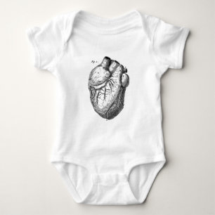 Body Para Bebê Corações cardíacos retros da anatomia do coraç