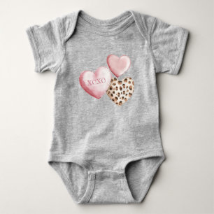 Body Para Bebê Corações com Estampa de Leopardo XOXO Rosa