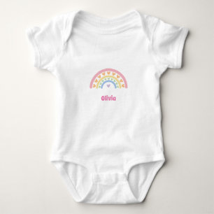 Body Para Bebê Corações de Arco-íris Personalizados