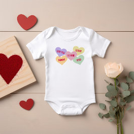 Body Para Bebê Corações de Conversa de Doce Dia dos Namorados