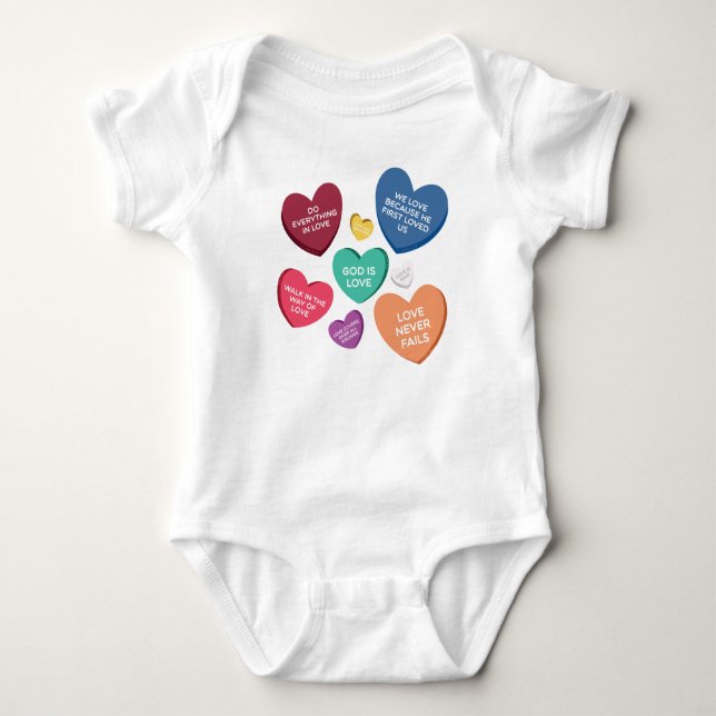 Body Para Bebê Corações de Doces Cristãos (Frente)