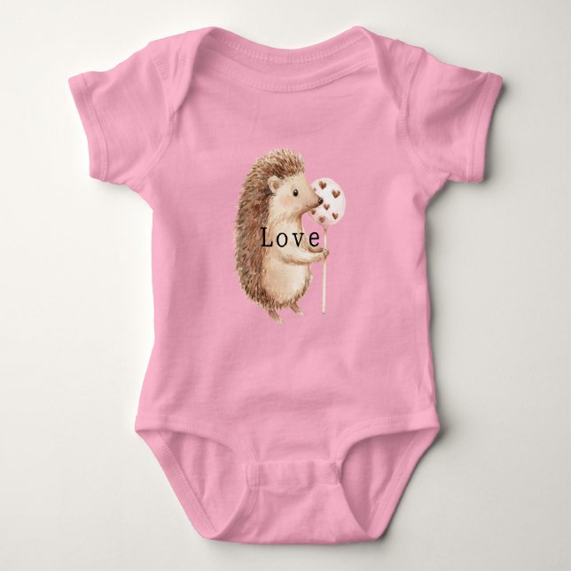 Body Para Bebê Corações de Ouriço Fofos Amor (Frente)