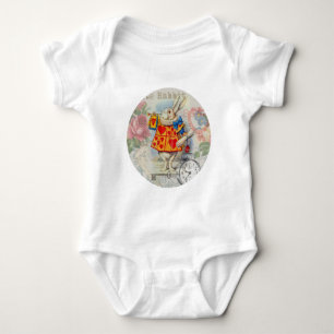 Body Para Bebê Corações do Coelho Branco Alice Clássico