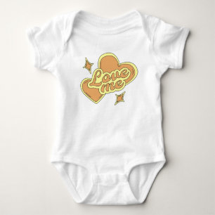 Body Para Bebê Corações e Estrelas em Estilo dos Anos 80 Amarelo