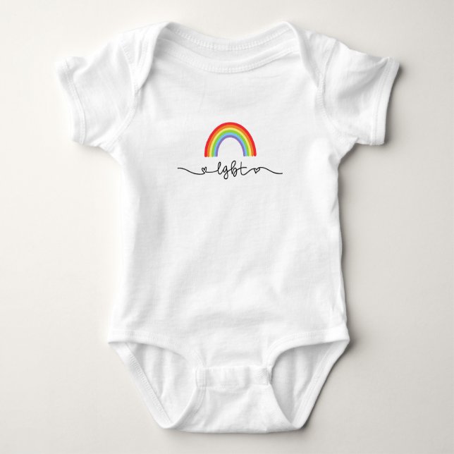 Body Para Bebê Corações LGBT e arco-íris (Frente)