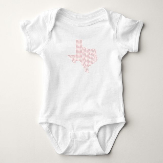 Body Para Bebê Corações Rosa no Texas (Frente)