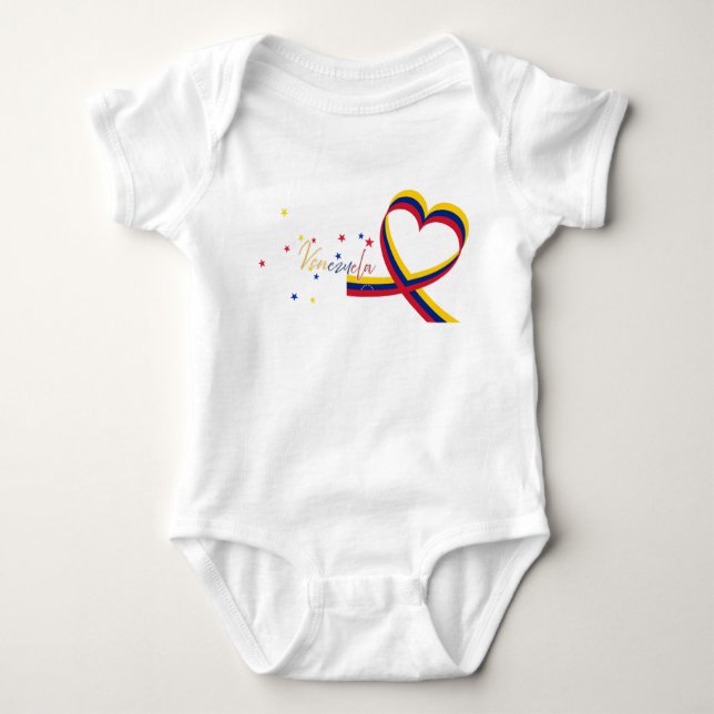 Body Para Bebê Corazón de Venezuela con Estrellas – Diseño Tierno (Frente)
