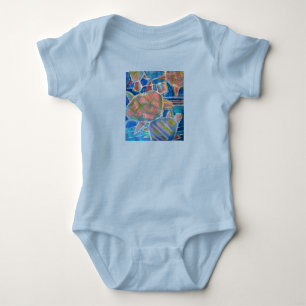 Body Para Bebê Corda de bebê das Tartarugas Azuis
