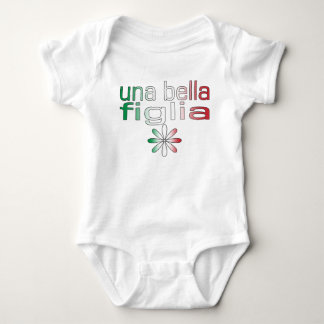 Body Para Bebê Cores da bandeira de Una Bella Figlia Italia