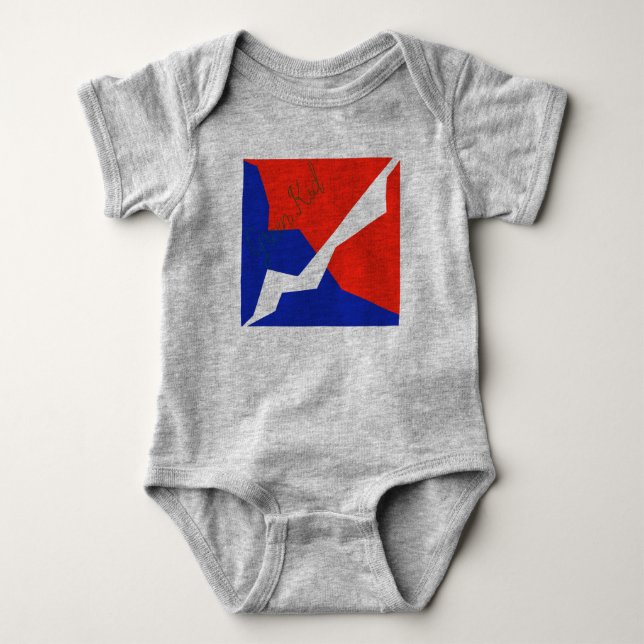 Body Para Bebê Cores de Sinalizador Branco Vermelho Azul (Frente)