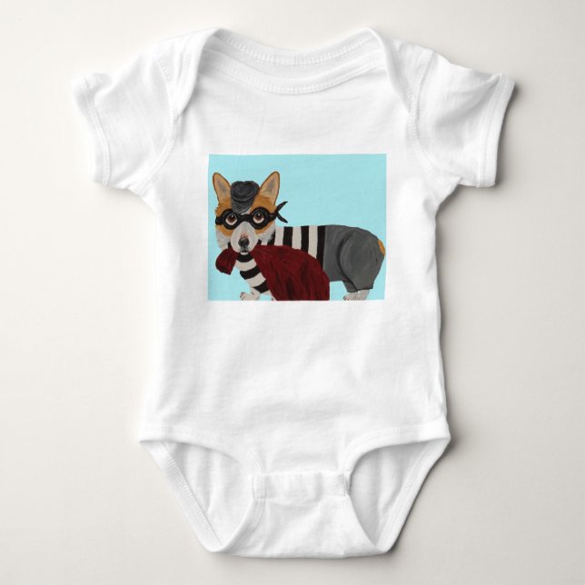 Body Para Bebê Corgi Burglar T-Shirt (Frente)
