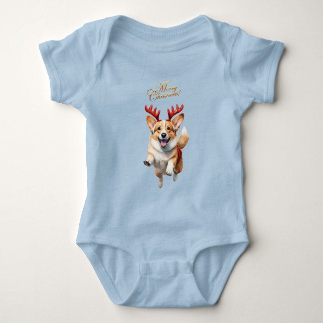 Body Para Bebê Corgi de Natal com Rebeldes (Frente)