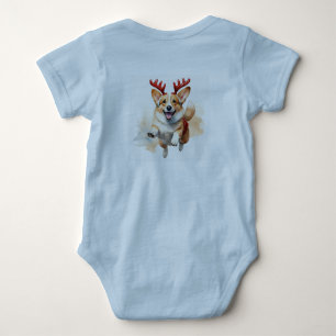 Body Para Bebê Corgi de Natal com Rebeldes