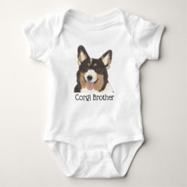 Body Para Bebê Corgi Tricolor de Cabeça Preta Personalizado Cacho