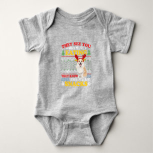 Body Para Bebê Corgi Ugly Christmas Eles veem que você está comen