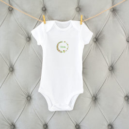 Body Para Bebê Coroa de Corações e Borboletas Rosa e Verde