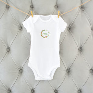 Body Para Bebê Coroa de Corações e Borboletas Rosa e Verde