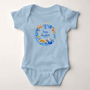 Body Para Bebê Coroa de Feliz Hanukkah