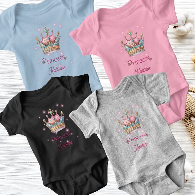 Body Para Bebê Coroa de Princesa Nome Personalizado (Criador carregado)