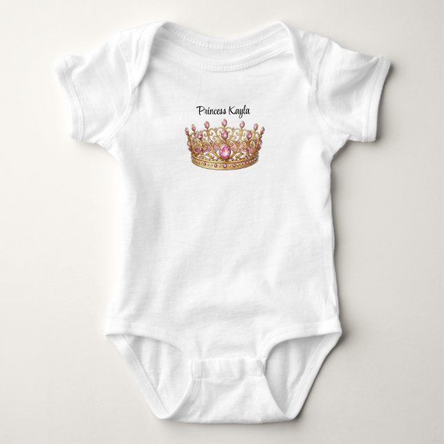 Body Para Bebê Coroa de Princesa Personalizada para Bebê (Frente)