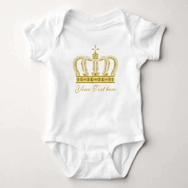 Body Para Bebê Coroa Dourada + seu texto (Frente)