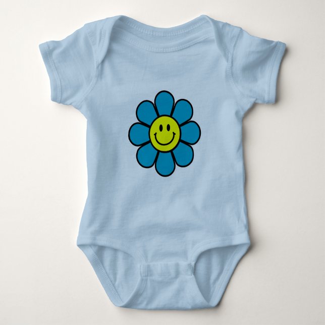 Body Para Bebê Corredor da Criança da Flor (azul) (Frente)