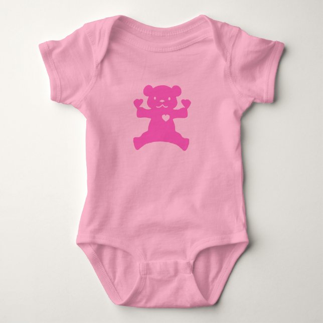 Body Para Bebê Corredor da criança do Urso Rosa (Frente)