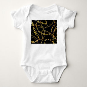 Body Para Bebê Corrente ouro sem costura, padrão elegante.