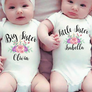 Body Para Bebê Correspondência Floral irmã mais velha irmã mais n