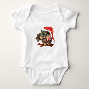Body Para Bebê Coruja-Bebê Bonita com Chapéu e Presente de Nata