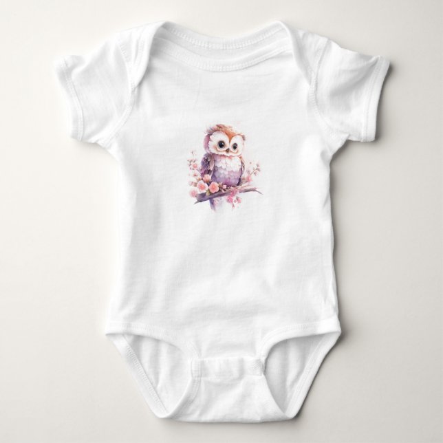Body Para Bebê Coruja-Bebê doce e doce com flores (Frente)
