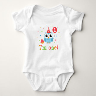 Body Para Bebê Coruja branca, azul com balão e cupcake Eu sou uma