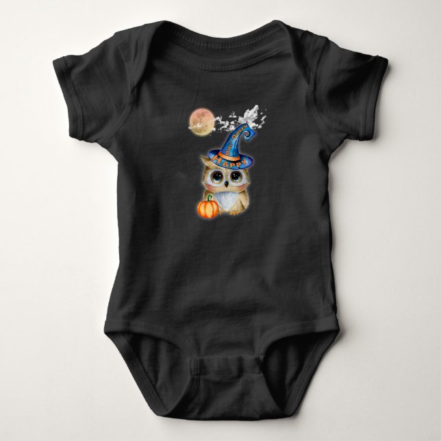 Body Para Bebê Coruja de Halloween (Frente)