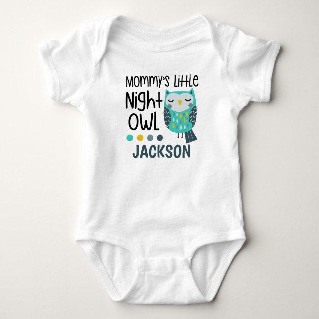 Body Para Bebê Coruja de noite da mamã pouca (Frente)