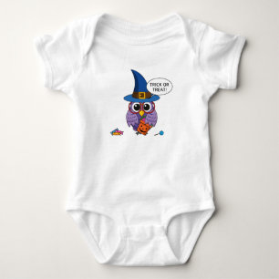 Body Para Bebê Coruja do Assistente de Cartoons - Trick ou Tratar
