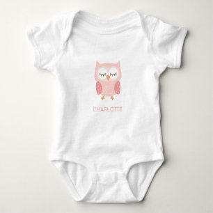 Body Para Bebê 'Coruja Rosa', lindo presente personalizado Pocket