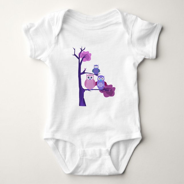Body Para Bebê Corujas Roxas (Frente)