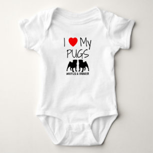Body Para Bebê Costume Adoro Meus Dois Pugs