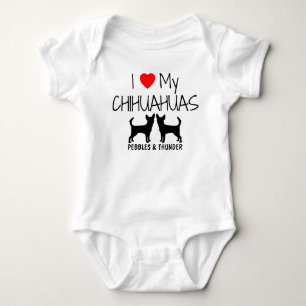 Body Para Bebê Costume Amo Meus Dois Chihuahuas