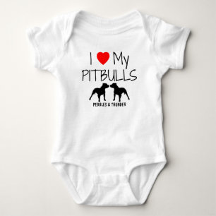 Body Para Bebê Costume Amo Meus Dois Pitbulls