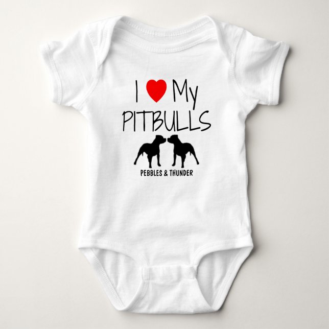 Body Para Bebê Costume Amo Meus Dois Pitbulls (Frente)