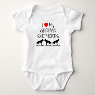 Body Para Bebê Costume Amo Os Meus Três German shepherd