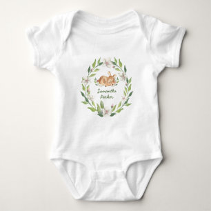 Body Para Bebê Cótea Woodland Deer Floral Greenerescência