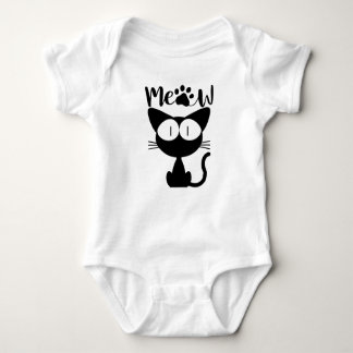 Body Para Bebê Cotton baby shirt with a cute black cat design