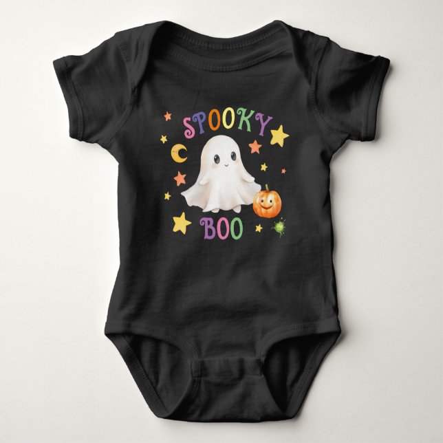 Body Para Bebê Covarde Negro Negro Spooky Cresce - Bebê do Hallow (Frente)