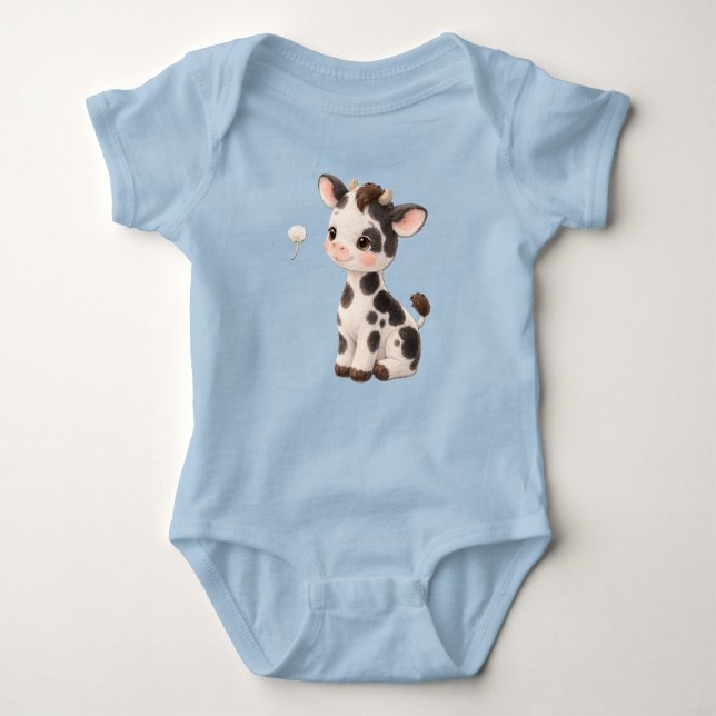 Body Para Bebê Cow Baby Bodysuit – Cute Spotted Farm Animal (Frente)