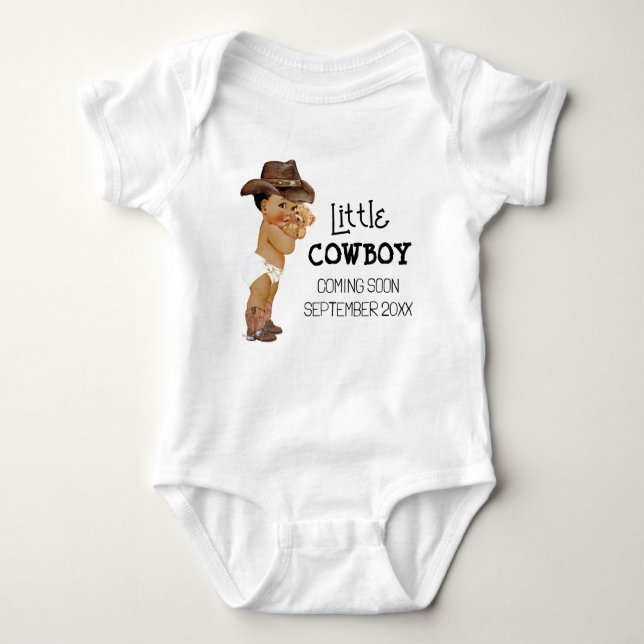 Body Para Bebê Cowboy Brevemente Anunciando Gravidez (Frente)
