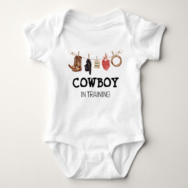 Body Para Bebê Cowboy em treinamento no país ocidental (Frente)