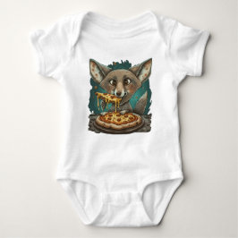 Body Para Bebê Coyote engraçado comendo pizza