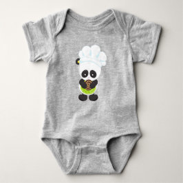 Body Para Bebê Cozinhar Panda, Panda Baking, Panda Com Biscoito